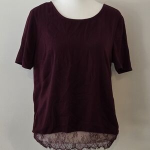 Dynamite Short Sleeve Scoop Neck Top - Burgundy